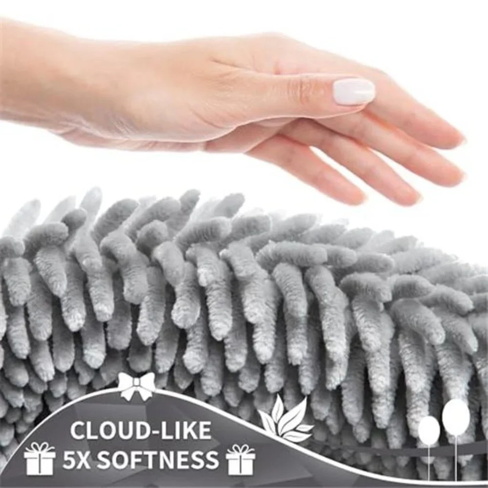 Bathroom Rug Set 2 Piece Soft Shaggy Non Slip Absorbent Bath Mats Light Grey
